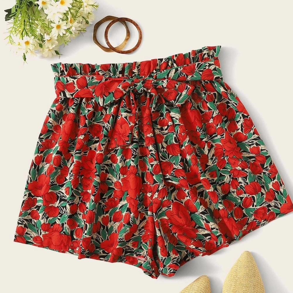 Floral High Waisted Shorts